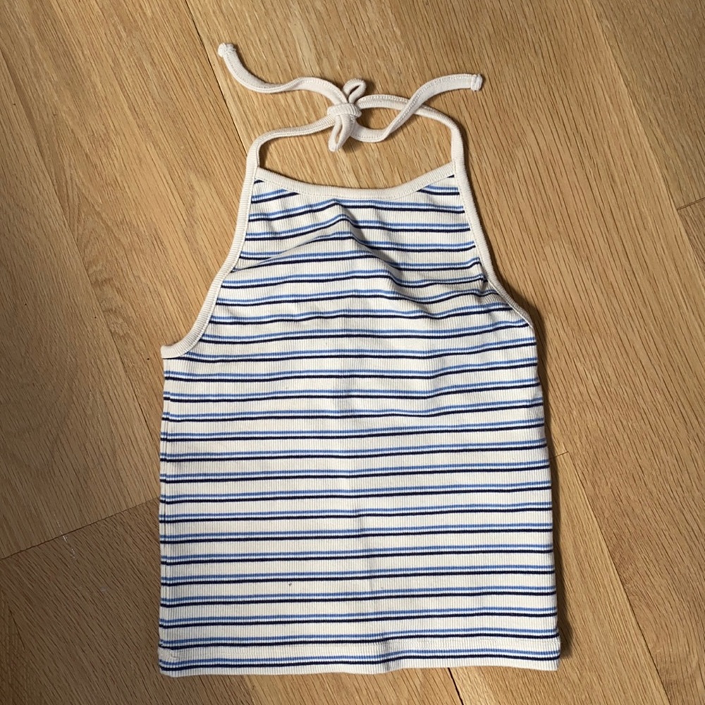 Cream and blue striped Brandy Melville tank